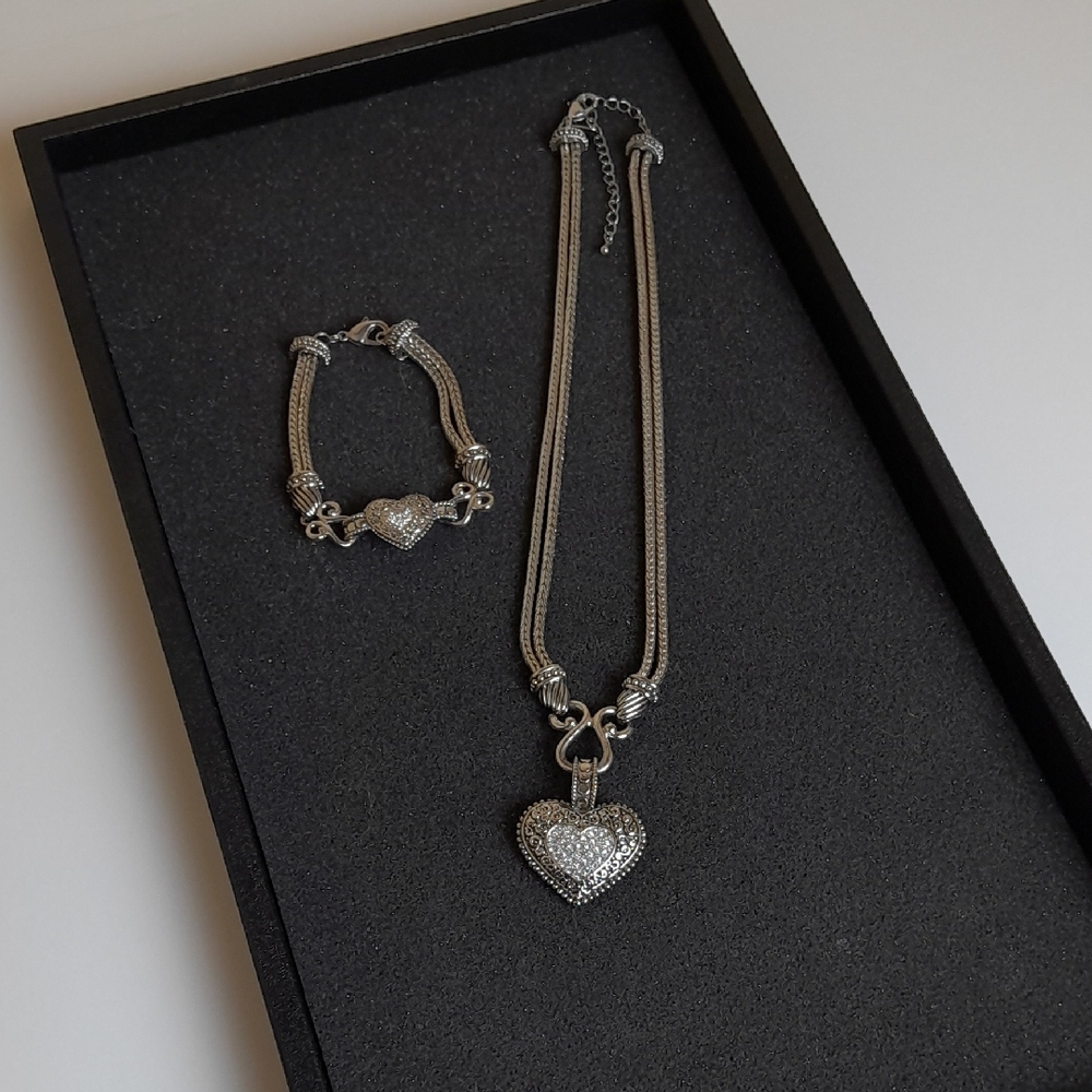 Lia Sophia 'Love Dust' Silver Heart Necklace and Bracelet Set